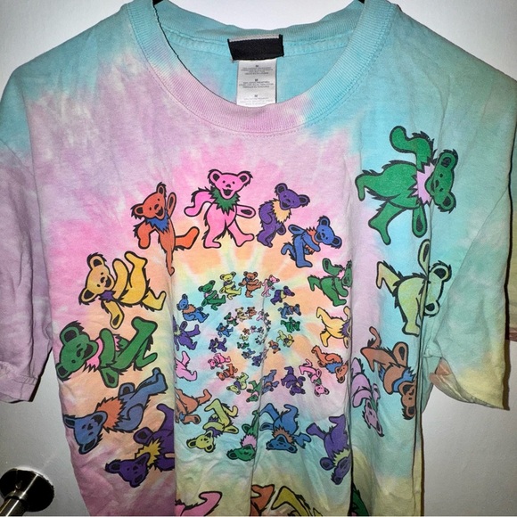 Vintage Y2K Liquid Blue Grateful Dead Shirt with Dancing Marching Bears 🌈 - Picture 3 of 9